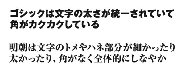 ゴシックと明朝の違い